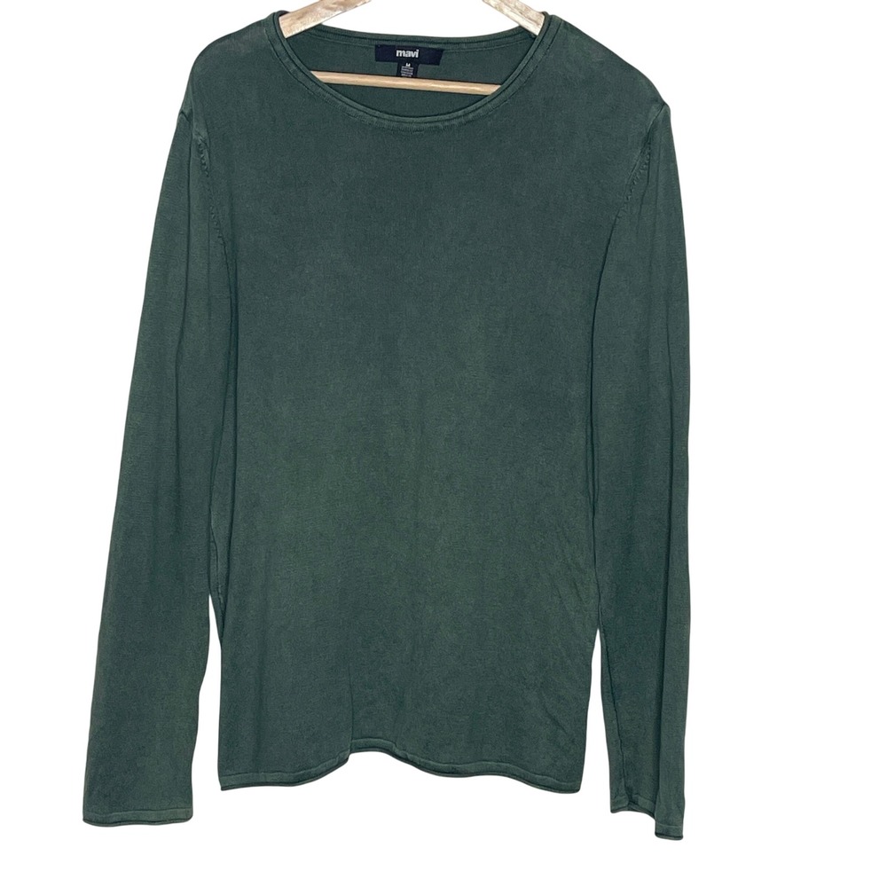 Mavi Mens Long Sleeve Crew Neck‎ T-Shirt Casual Everyday Top Green Medium